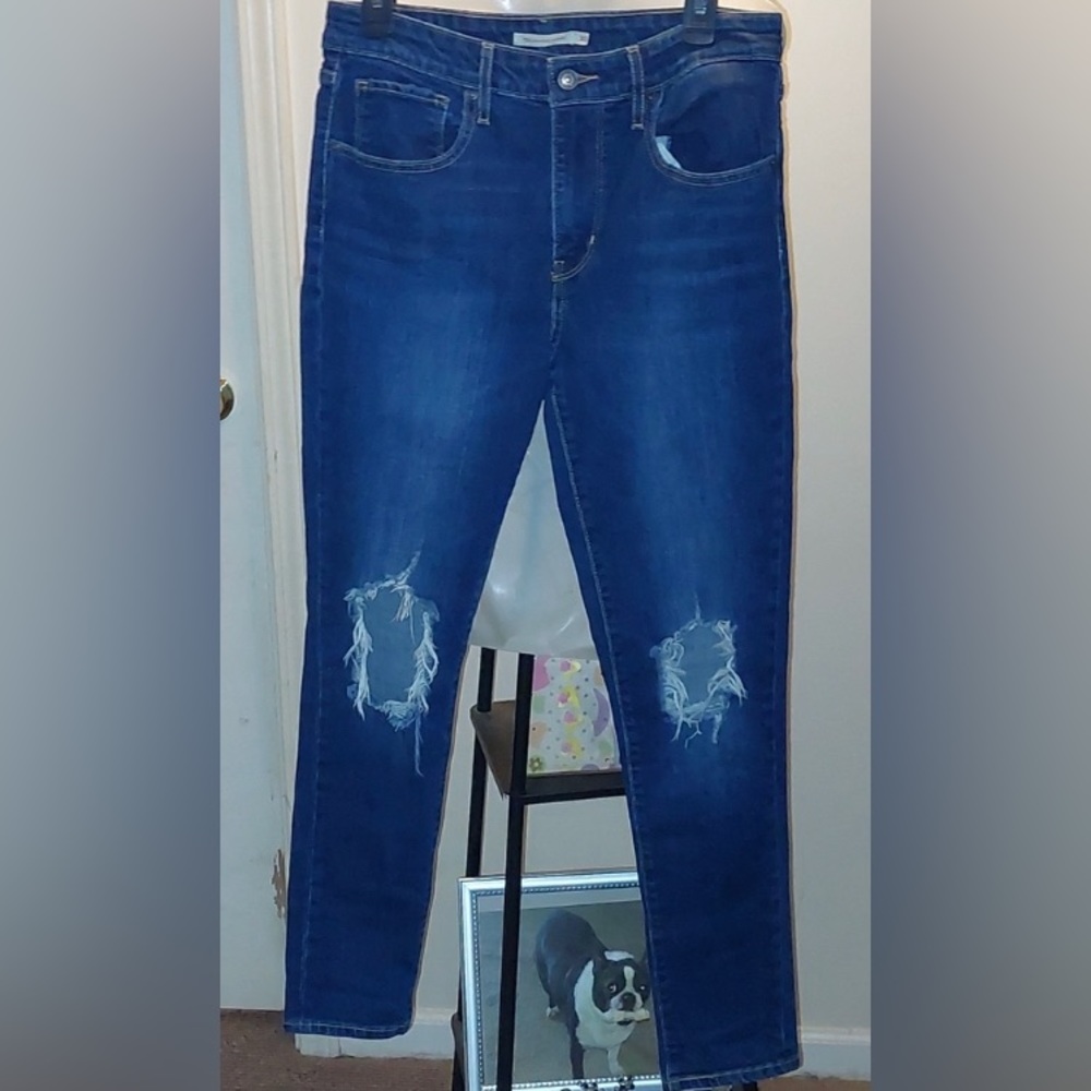 Levi-Womens factory distressed Levi's 721 high rise skinny jeans sz 30/29